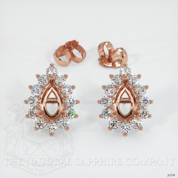 14K Rose Gold Halo Earring Setting