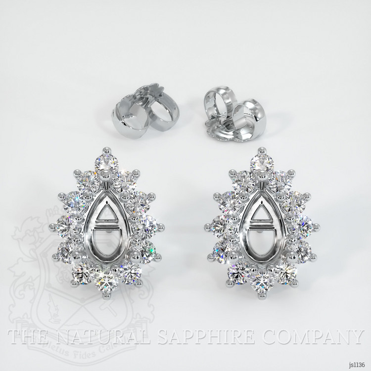 18K White Gold Halo Earring Setting