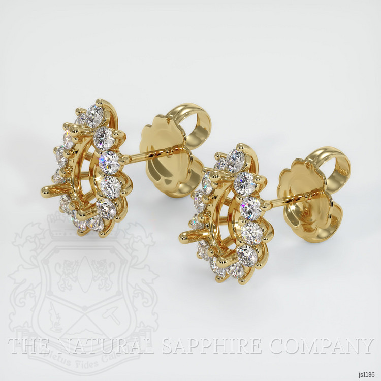 14K Yellow Gold Halo Earring Setting