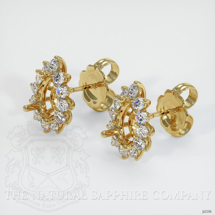 18K Yellow Gold Halo Earring Setting