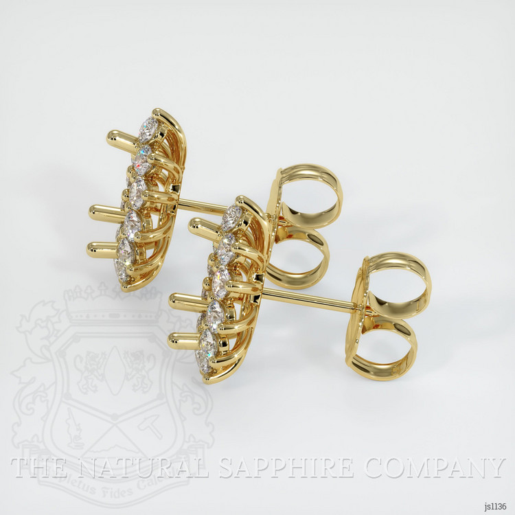 18K Yellow Gold Halo Earring Setting