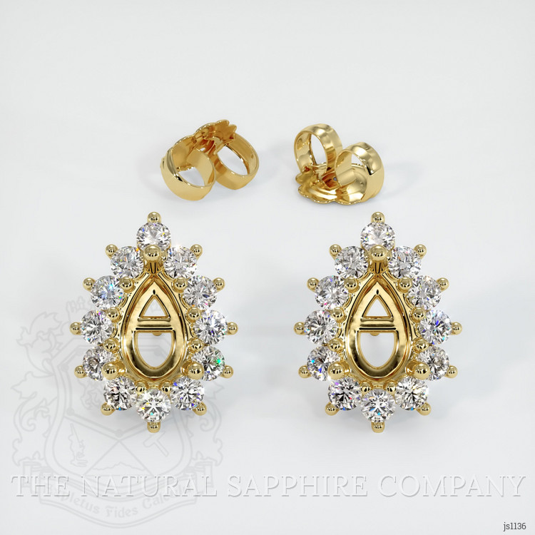 18K Yellow Gold Halo Earring Setting
