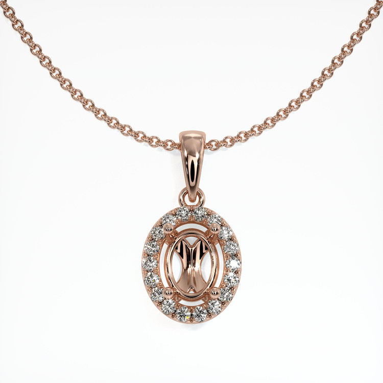 14K Rose Gold Pave Pendant Setting