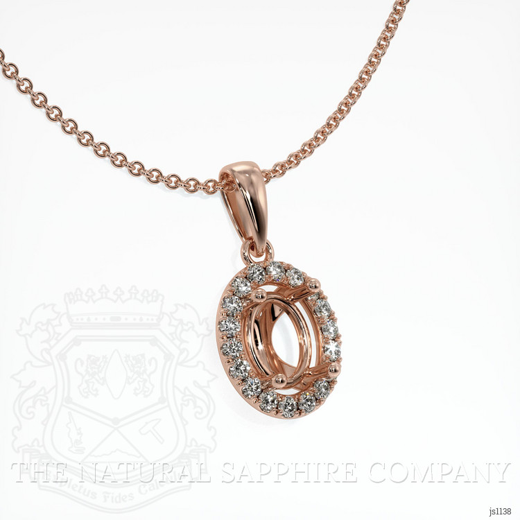 14K Rose Gold Pave Pendant Setting
