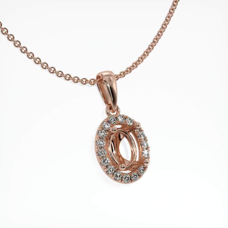 14K Rose Gold Pave Pendant Setting