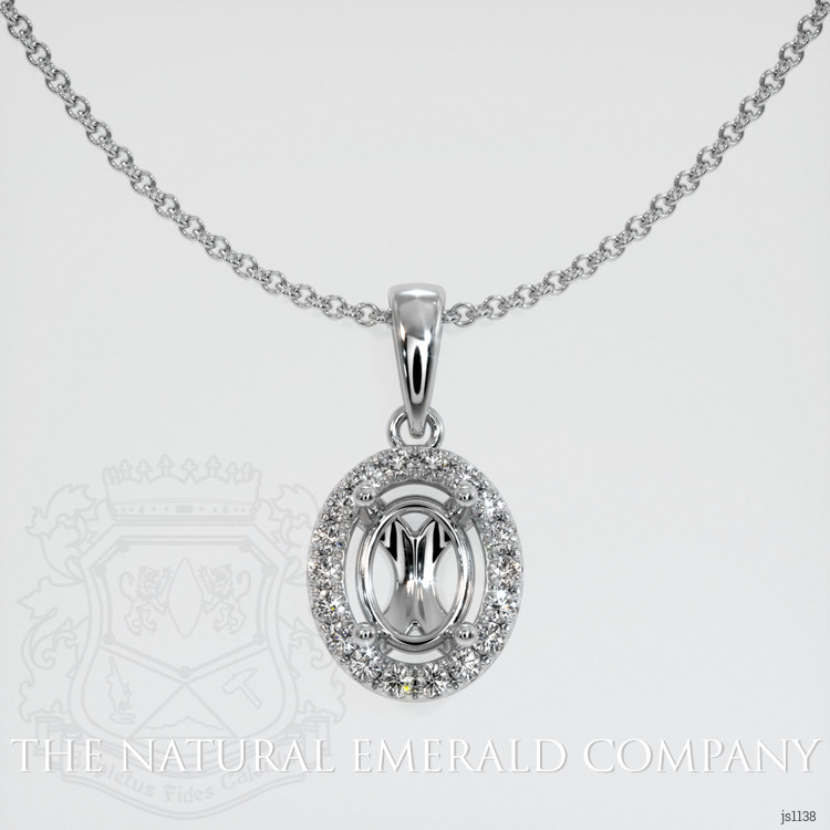 Pave Emerald Pendant 1.74 Ct., 18K White Gold