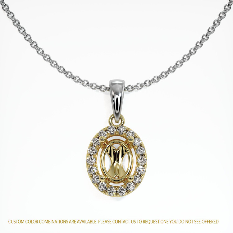 14K Yellow & White Pave Pendant Setting