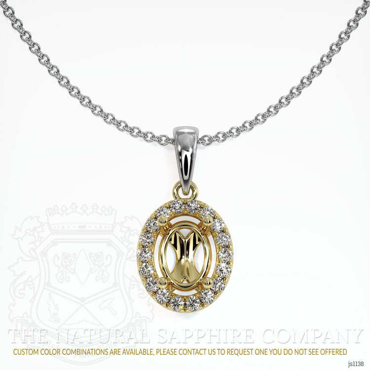 14K Yellow & White Pave Pendant Setting