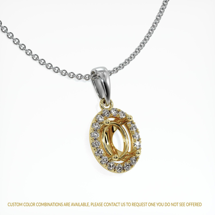 14K Yellow & White Pave Pendant Setting