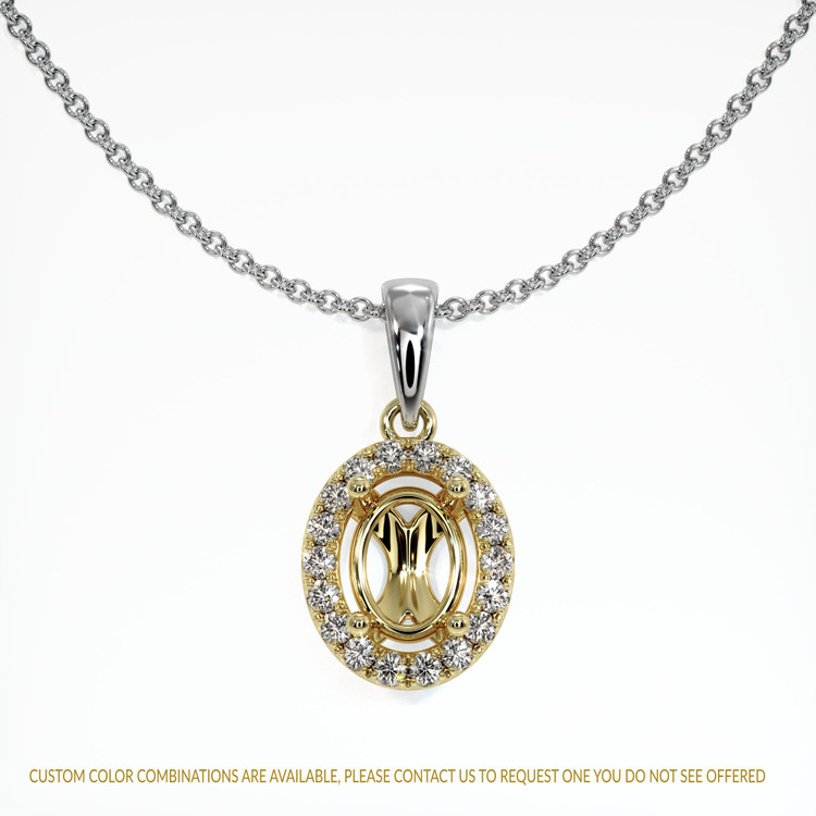18K Yellow & White Pave Pendant Setting