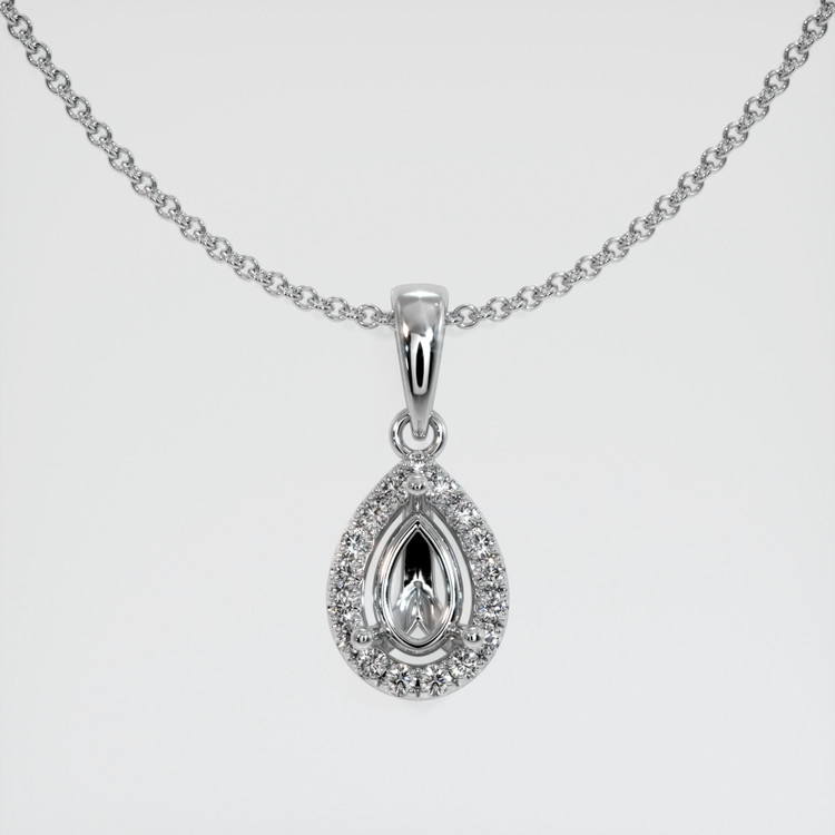 14K White Gold Pave Pendant Setting