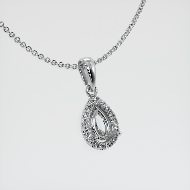14K White Gold Pave Pendant Setting
