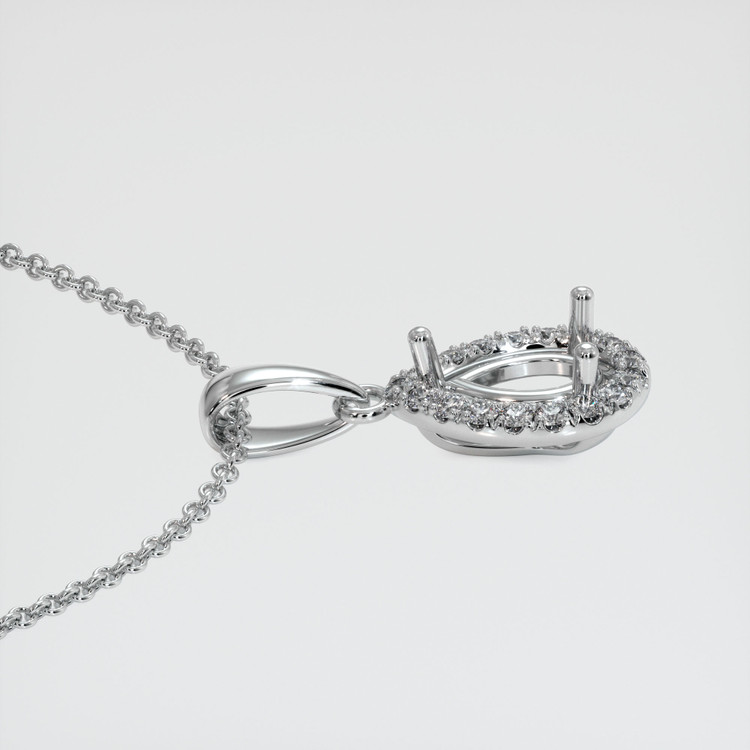 14K White Gold Pave Pendant Setting