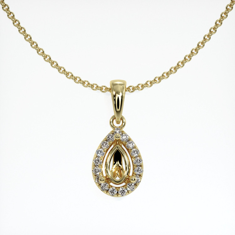 14K Yellow Gold Pave Pendant Setting