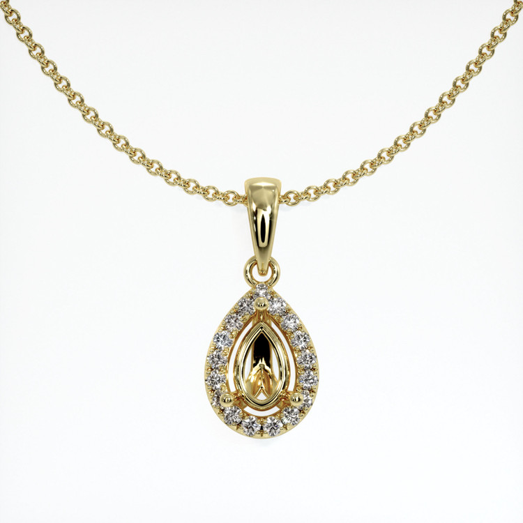 18K Yellow Gold Pave Pendant Setting