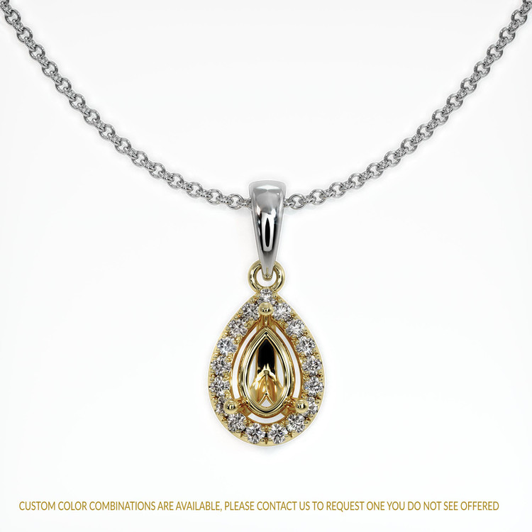 14K Yellow & White Pave Pendant Setting