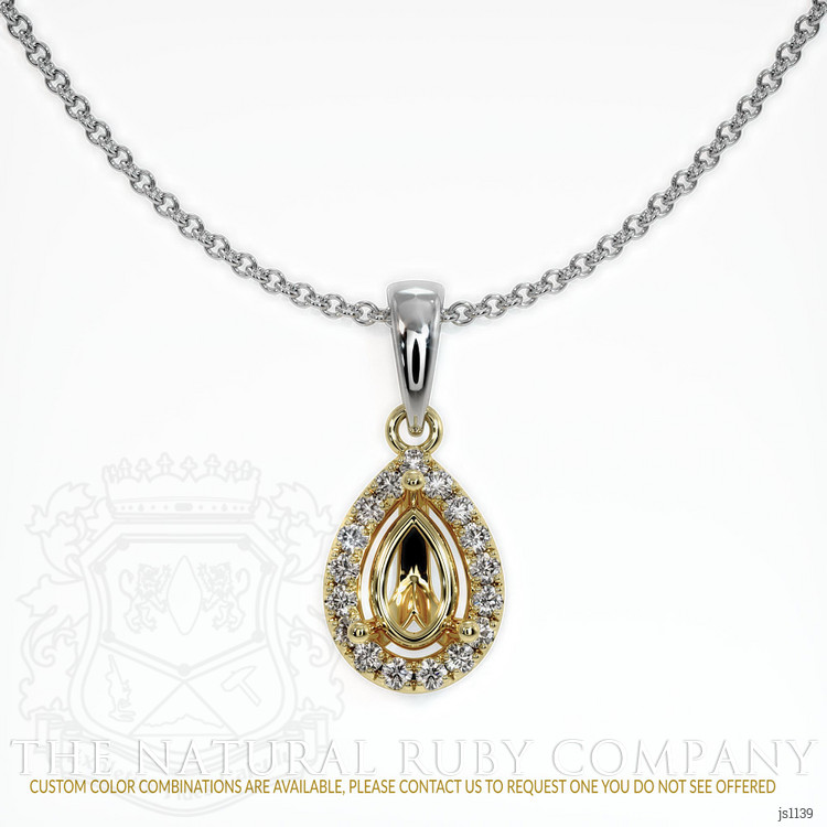 14K Yellow & White Pave Pendant Setting