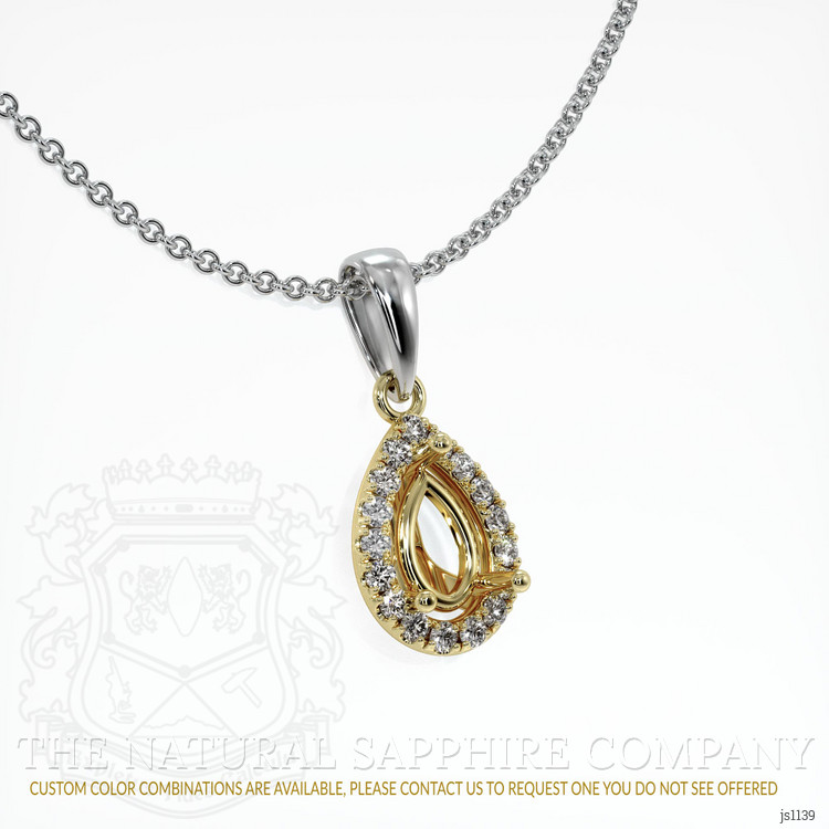 14K Yellow & White Pave Pendant Setting