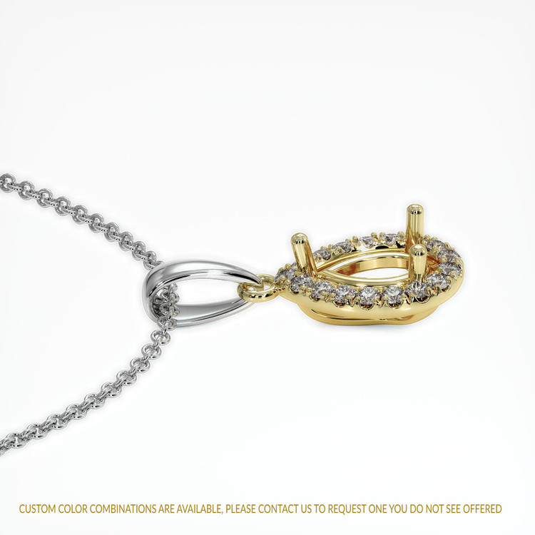 14K Yellow & White Pave Pendant Setting