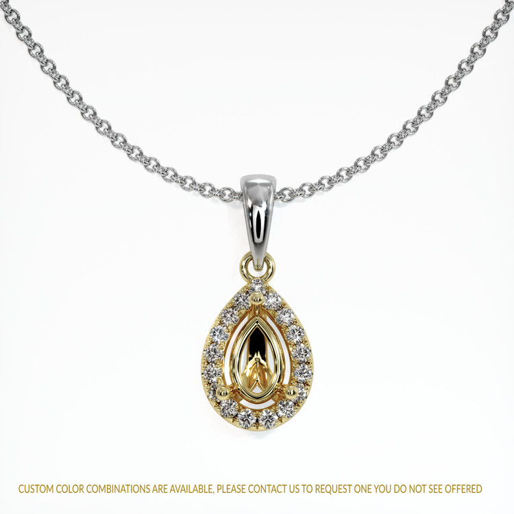 18K Yellow & White Pave Pendant Setting