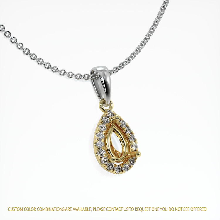 18K Yellow & White Pave Pendant Setting