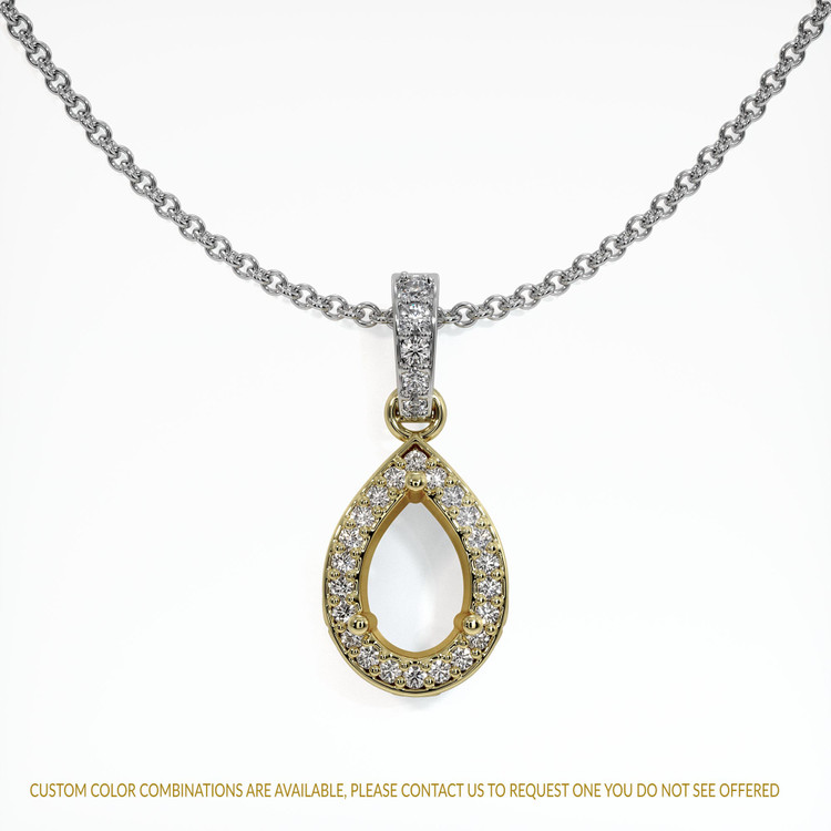 14K Yellow & White Antique Style Pendant Setting