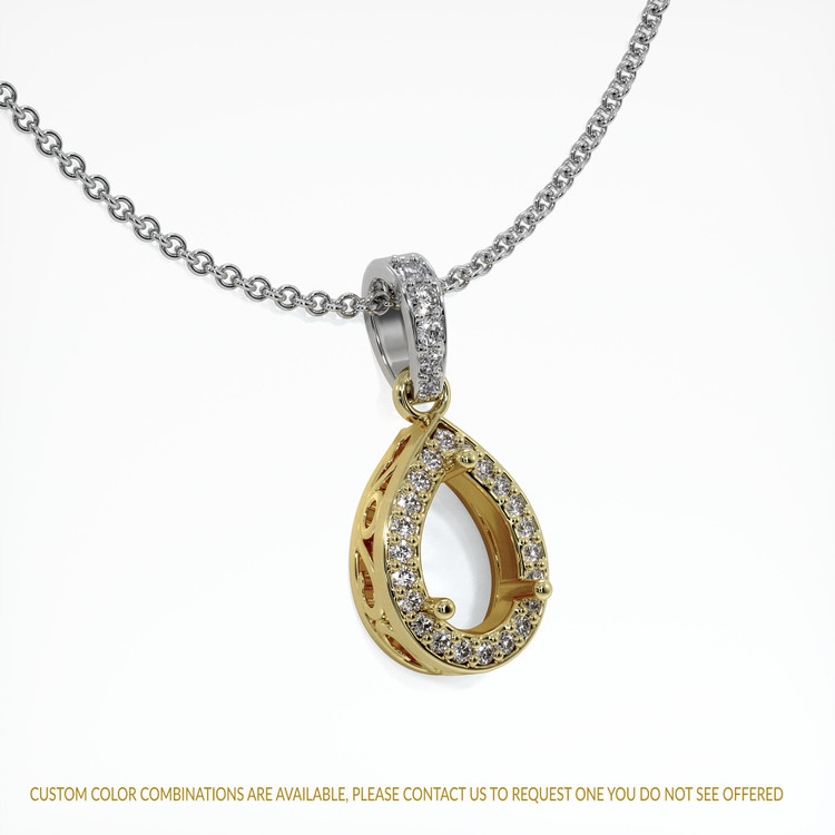 14K Yellow & White Antique Style Pendant Setting