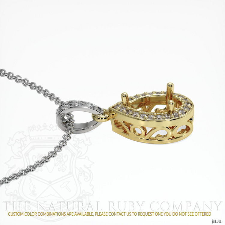 14K Yellow & White Antique Style Pendant Setting