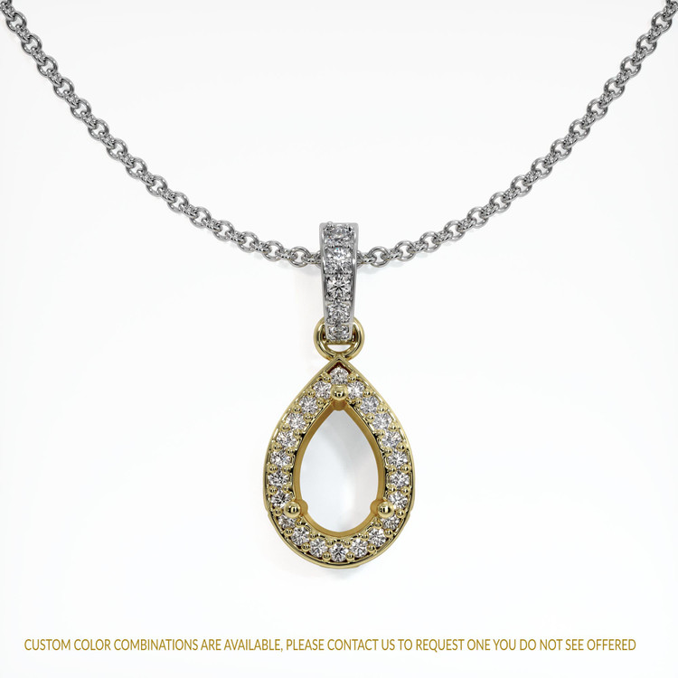 18K Yellow & White Antique Style Pendant Setting