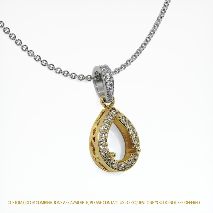 18K Yellow & White Antique Style Pendant Setting