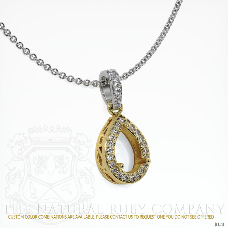 18K Yellow & White Antique Style Pendant Setting
