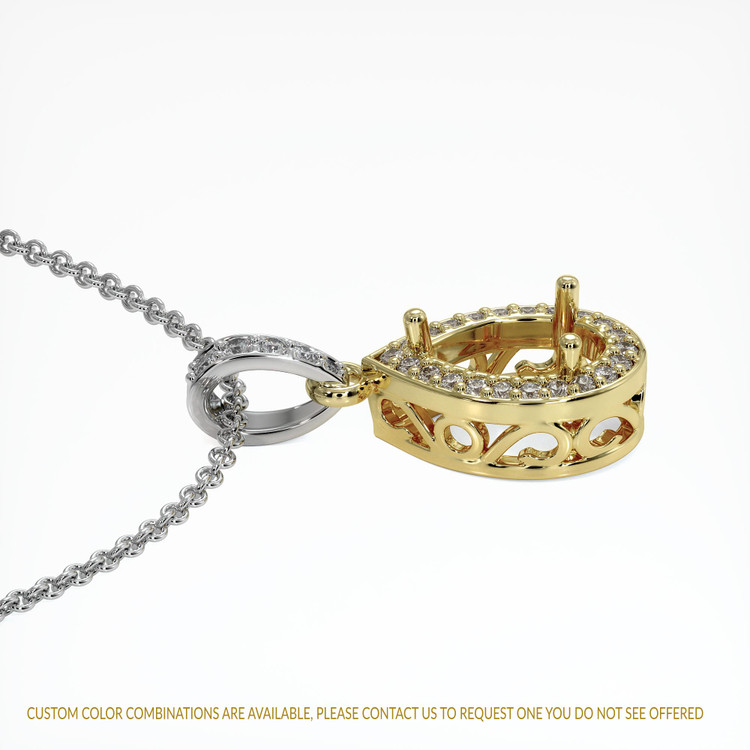 18K Yellow & White Antique Style Pendant Setting