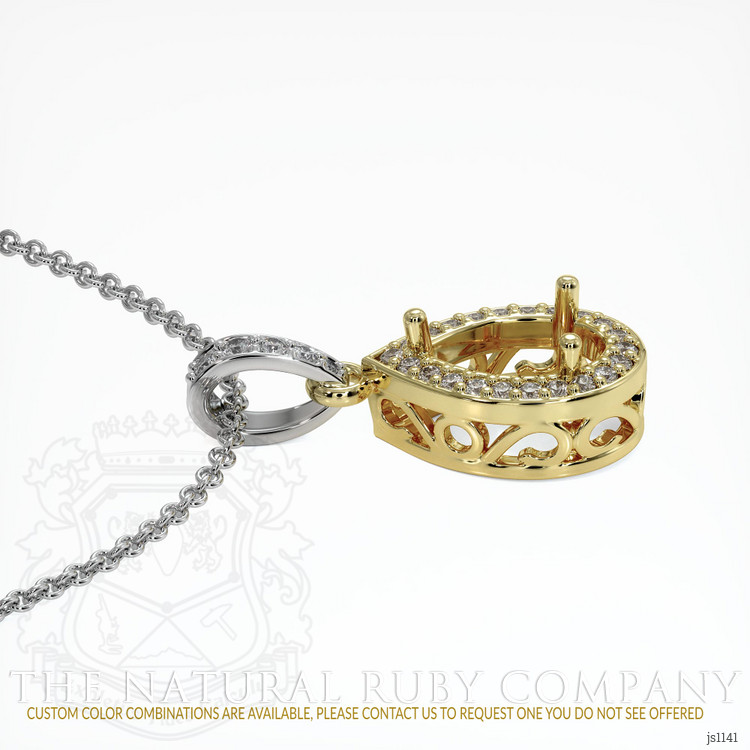 18K Yellow & White Antique Style Pendant Setting