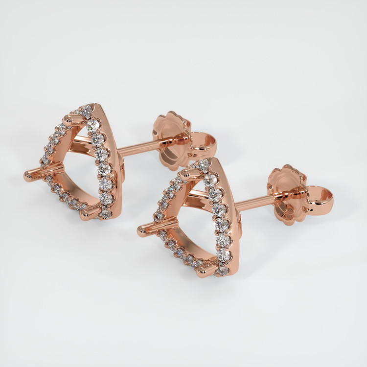 14K Rose Gold Pave Earring Setting