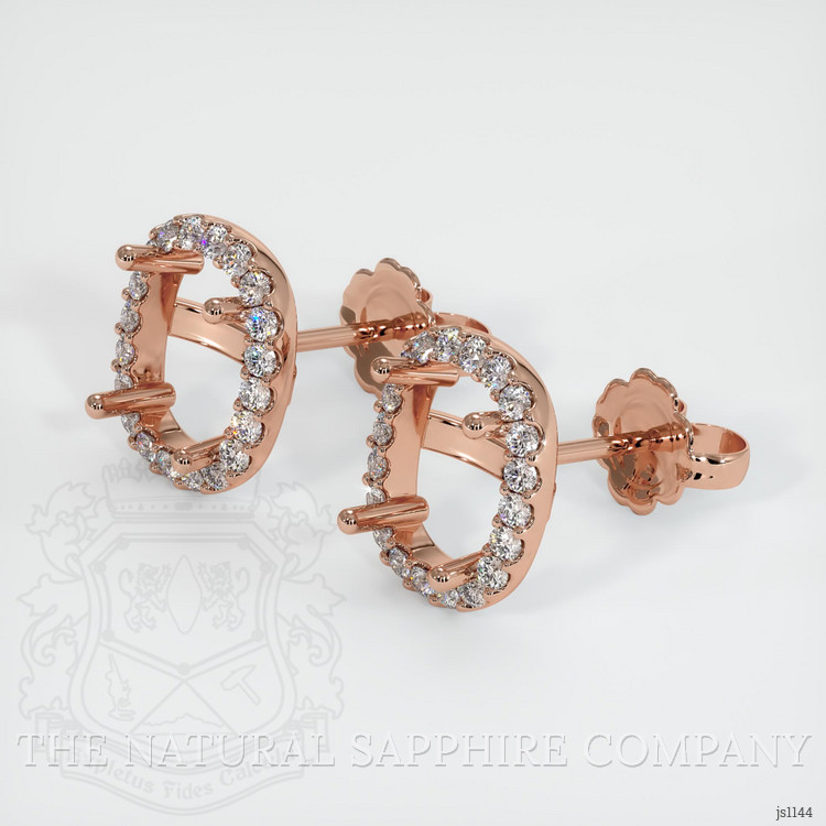 14K Rose Gold Pave Earring Setting