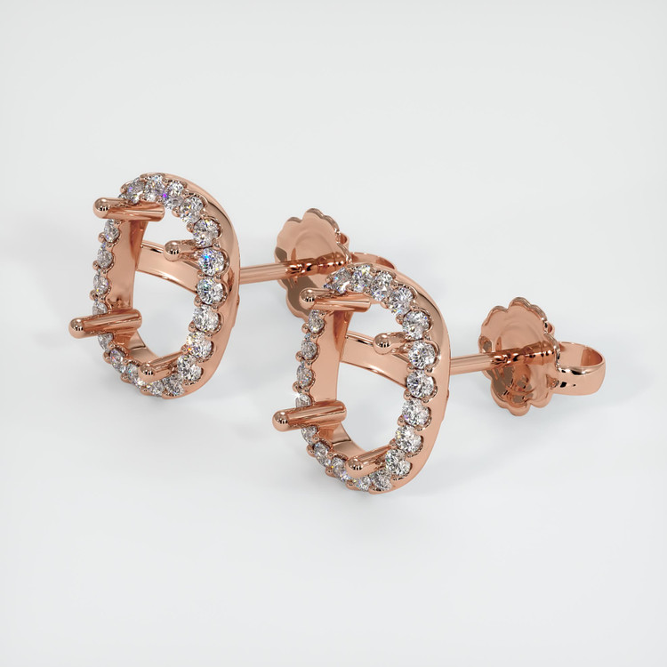 14K Rose Gold Pave Earring Setting