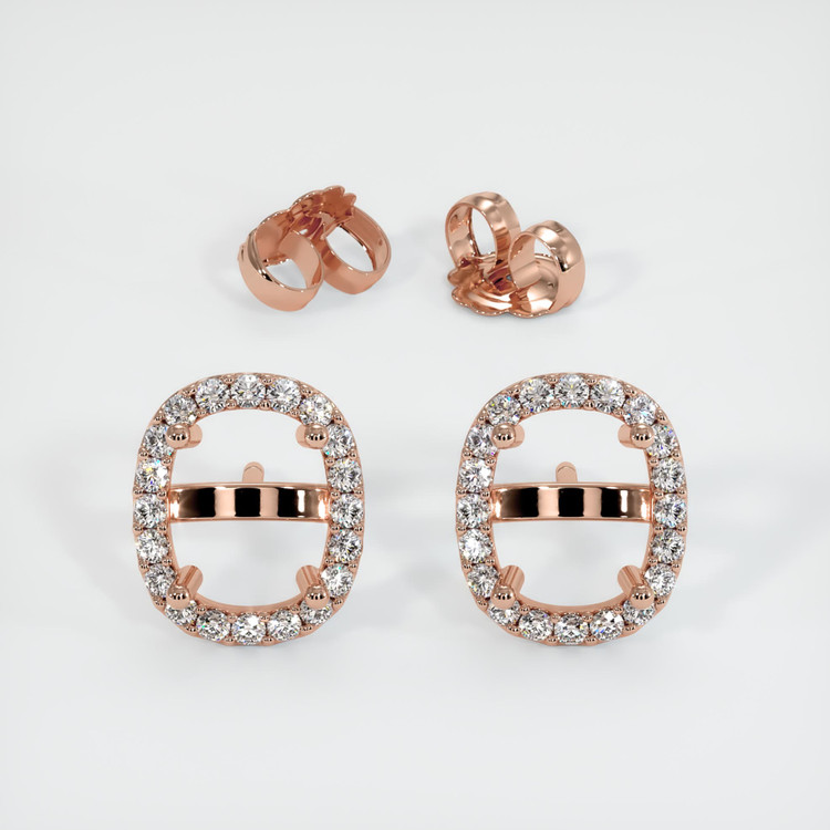 14K Rose Gold Pave Earring Setting