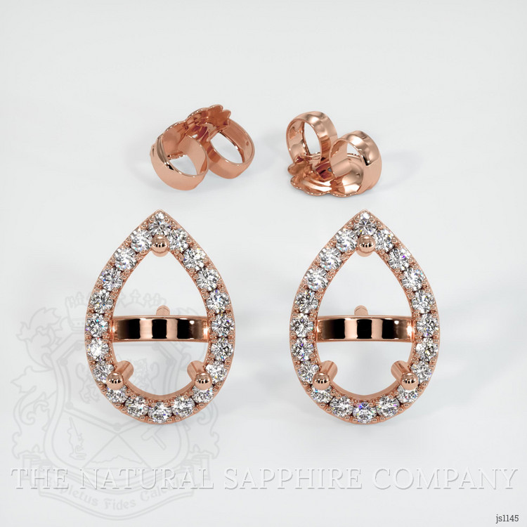 14K Rose Gold Pave Earring Setting