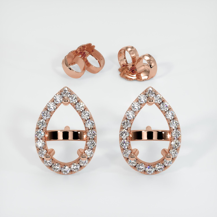 14K Rose Gold Pave Earring Setting
