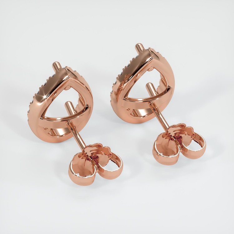 14K Rose Gold Pave Earring Setting