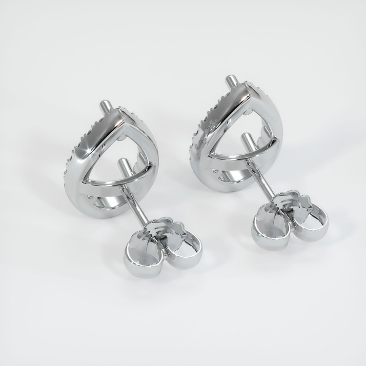 14K White Gold Pave Earring Setting