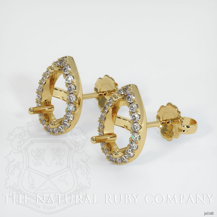14K Yellow Gold Pave Earring Setting