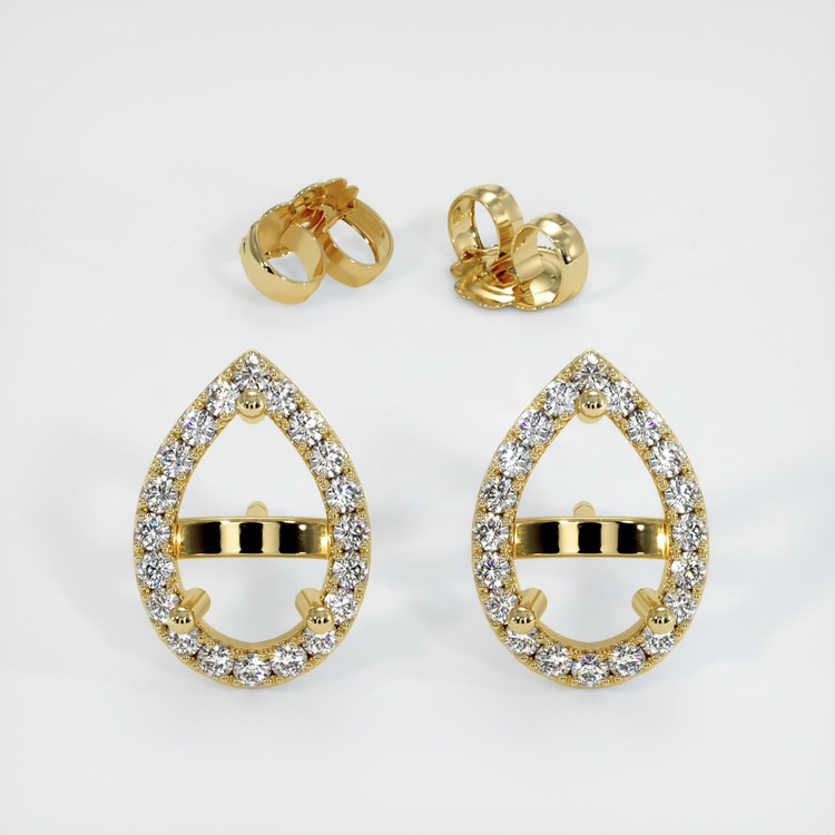 18K Yellow Gold Pave Earring Setting