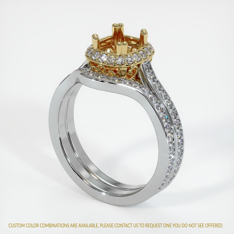 14K Yellow & White Antique Style Ring Setting