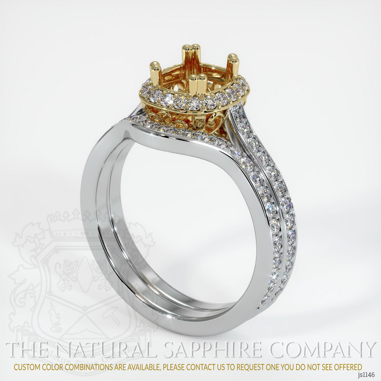 14K Yellow & White Antique Style Ring Setting