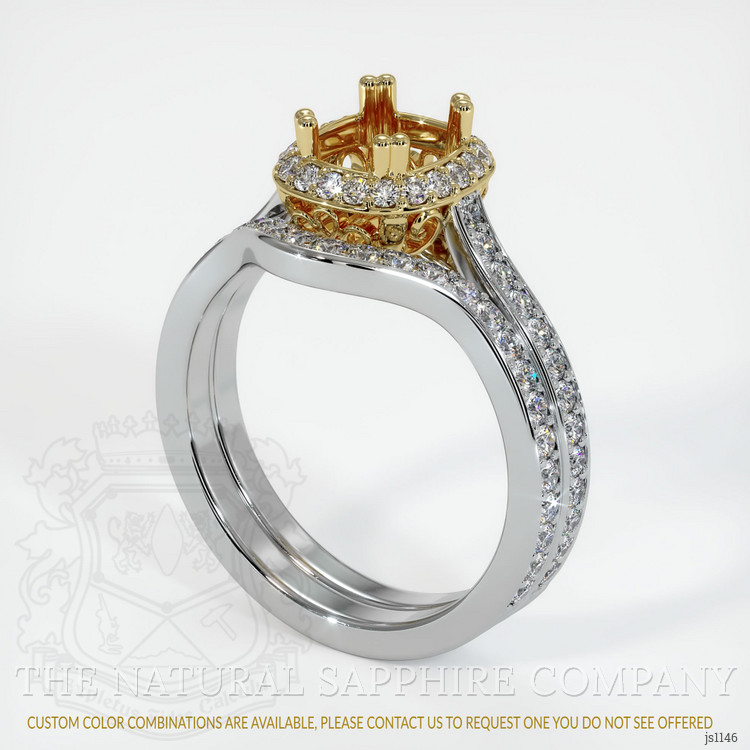 18K Yellow & White Antique Style Ring Setting