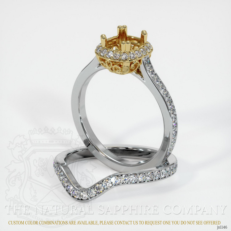 18K Yellow & White Antique Style Ring Setting