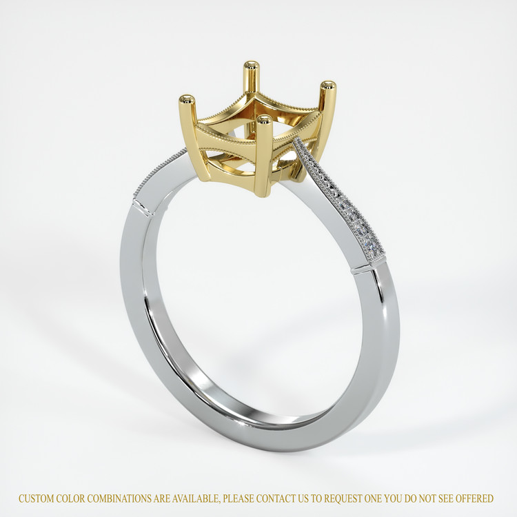 14K Yellow & White Antique Style Ring Setting