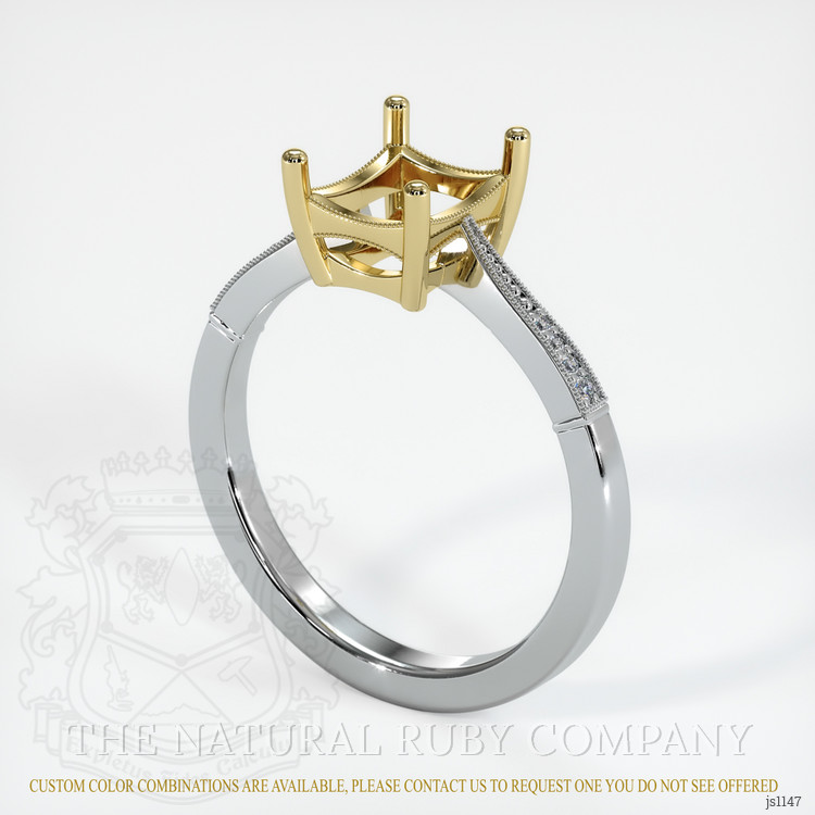 18K Yellow & White Antique Style Ring Setting