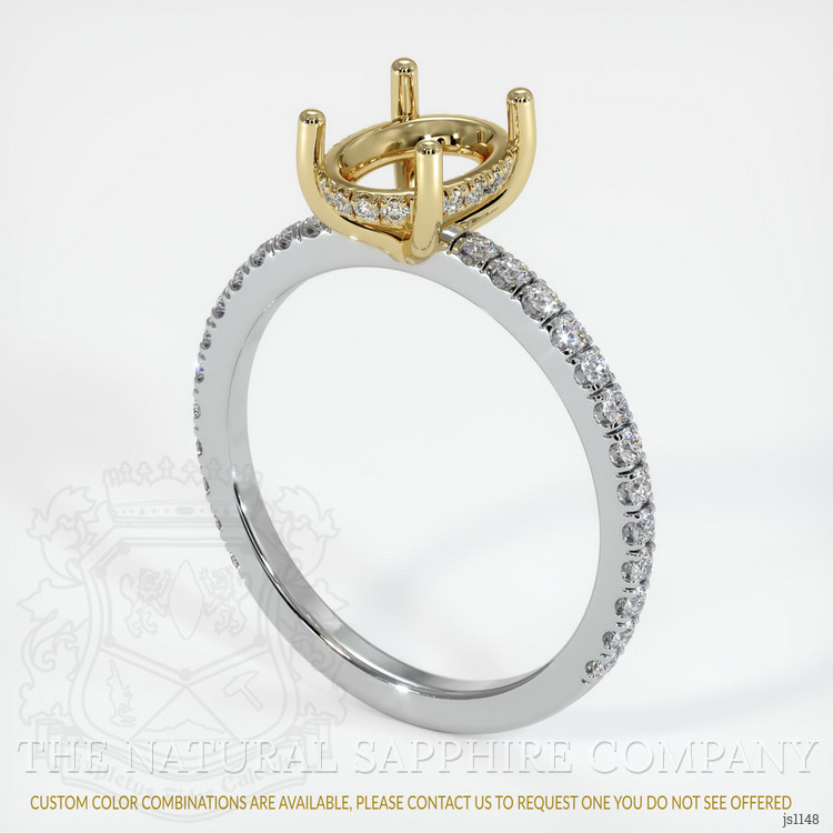 14K Yellow & White Pave Ring Setting
